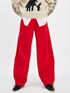 Agolde twist jeans tomato red cotton wide leg jeans